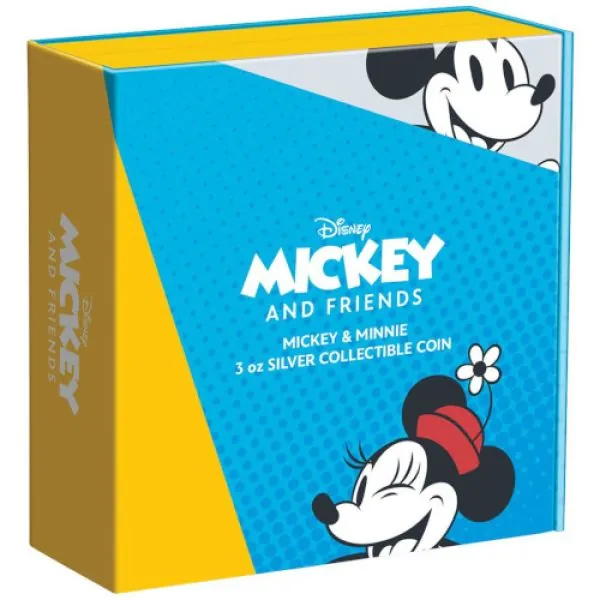 3 Unze Silbermünze Niue 2023 Polierte Platte | Disney`s Mickey & Friends ™ - Motiv: Mickey & Minnie Mouse ™