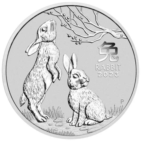 1 Kilo Silbermünze Australien 2023 - Lunar Serie 3 - Motiv: HASE