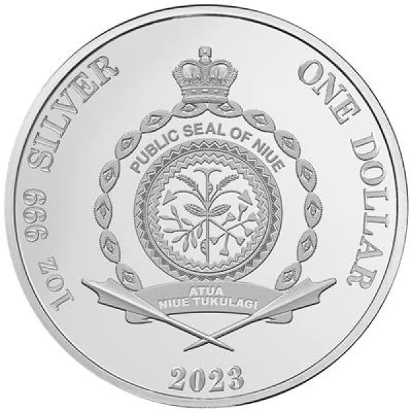 1 Unze Silbermünze Niue 2023 Polierte Platte in Farbe | Motiv: Azurblauer Eisvogel - AZURE KINGFISHER