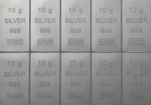 50 x 1 Unze Silbermünze Großbritannien und 2 x 10x10 Gramm CombiBar Silbertafel Valcambi im Investmentpaket mit insgesamt 1755,15 Gramm Silber