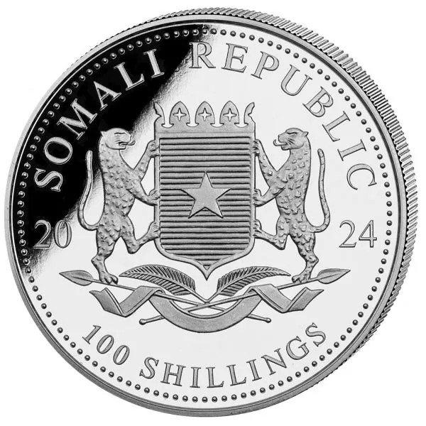 1 Unze Silbermünze Somalia 2024 - Elefant vergoldet