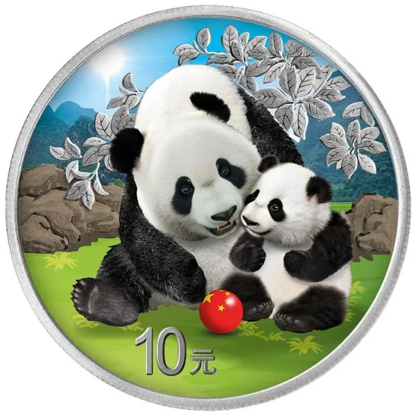 2 x 30 Gramm Silbermünzen China 2024 - Panda SET Night & Day in Farbe inkl. Münzetui und Zertifikat | Variante 1