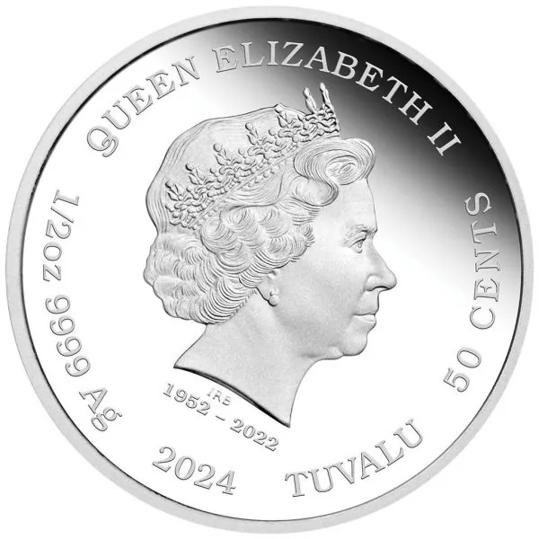 1/2 Unze Silbermünze Tuvalu 2024 Polierte Platte in Farbe | Lunar Serie - Motiv: Jahr des Drachen ( Babies Year of the Dragon )