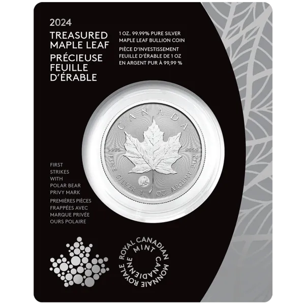 1 Unze Silbermünze Kanada 2024 im Blister - Maple Leaf | Treasured Silver Maple Leaf First Strikes - Privy Mark: Polar Bear ( Premium Bullion )