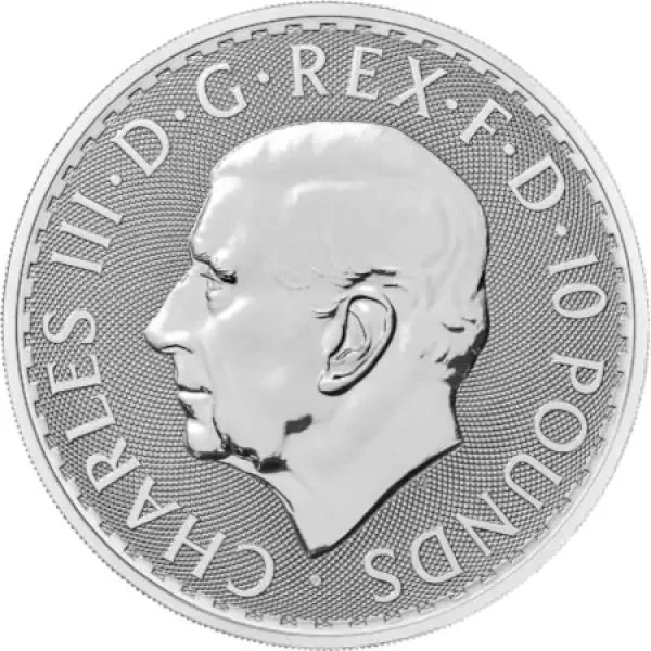 10 Unze Silbermünze Großbritannien 2024 - Britannia | Motiv: König Charles ( Charles III. )