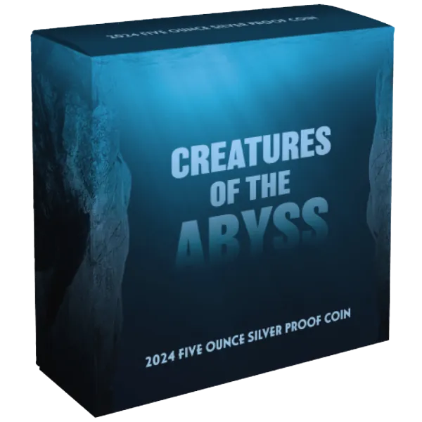 5 Unze Silbermünze Niue 2024 Polierte Platte in Farbe | Motiv: Kreaturen der Tiefe ( Creatures of the Abyss )