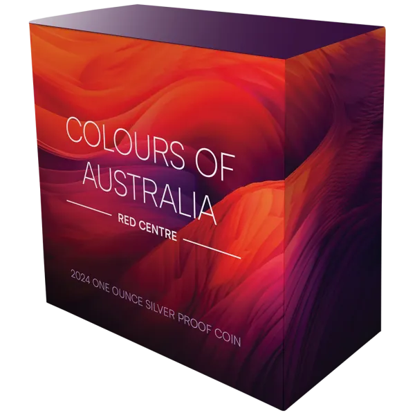 1 Unze Silbermünze Niue 2024 Polierte Platte in Farbe | Serie: Colours of Australia | Motiv: Red Centre | 1. Ausgabe