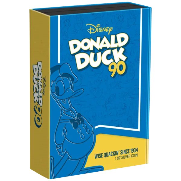 1 Unze Silbermünze Niue 2024 PP in Farbe | Disney`s ™ Classics Ausgabe | 90 Jahre Jubiläum mit Donald Duck ™ - Disney Donald Duck 90th – Wise Quackin' Since 1934 ™