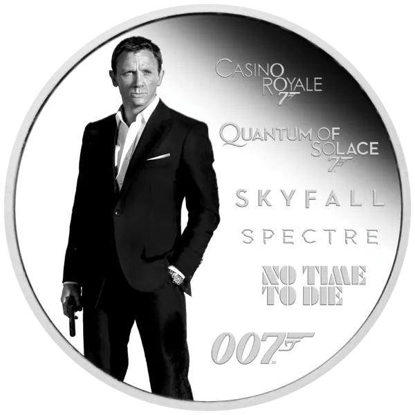 1 Unze Silbermünze Tuvalu 2024 Polierte Platte in Farbe | Serie: James Bond Legacy - Motiv: Daniel Craig