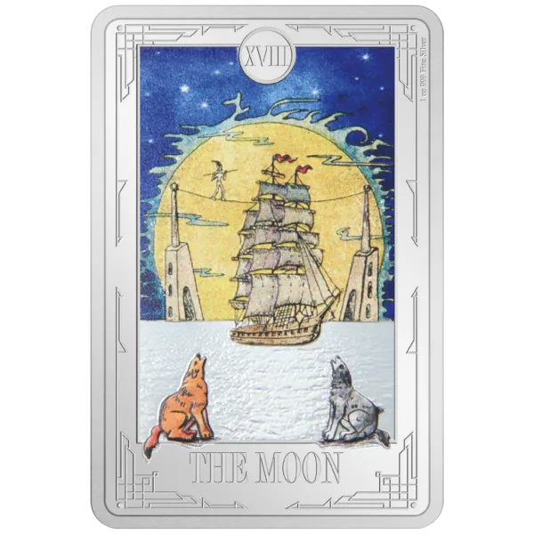 1 Unze Silbermünze Niue 2024 Polierte Platte in Farbe | Serie: Tarot Cards | Motiv: Der Mond - The Moon ( 19. Ausgabe ) *