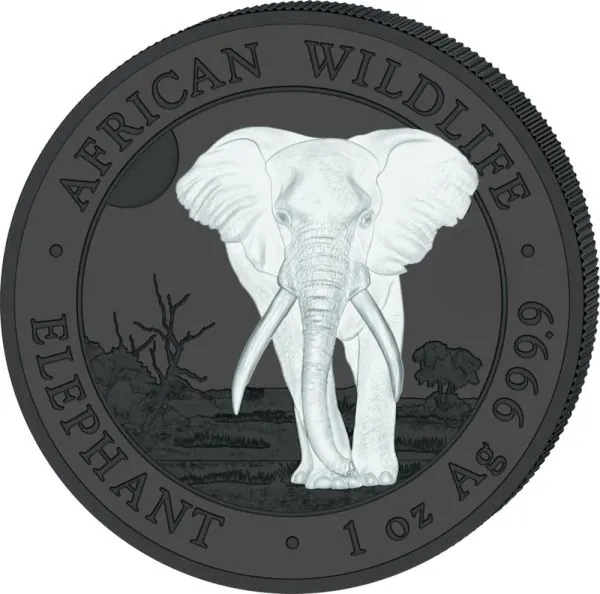 2 x 1 Unze Silbermünzen SET Somalia 2025 - Elefant | Black & White Edition | 9. Ausgabe | Nur 500 Exemplare