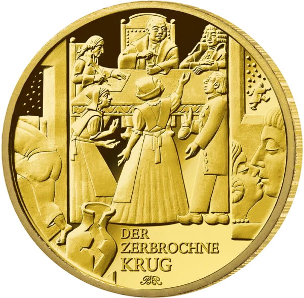 Deutschland 100 Euro Gold Gedenkmünze 2024 | Serie: Meisterwerke der Deutschen Literatur - Motiv: Der zerbrochne Krug von Heinrich von Kleist (1777–1811) | 2. Ausgabe