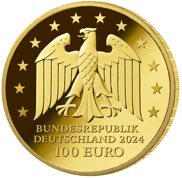 Deutschland 100 Euro Gold Gedenkmünze 2024 | Serie: Meisterwerke der Deutschen Literatur - Motiv: Der zerbrochne Krug von Heinrich von Kleist (1777–1811) | 2. Ausgabe