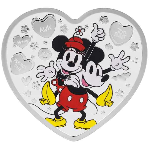 1 Unze Silbermünze Niue 2025 Polierte Platte in Farbe | Disney`s ™ Love Ausgabe | Mickey and Minnie Mouse ™ - Disney I Love Us ™ *