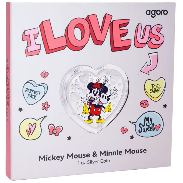 1 Unze Silbermünze Niue 2025 Polierte Platte in Farbe | Disney`s ™ Love Ausgabe | Mickey and Minnie Mouse ™ - Disney I Love Us ™ *