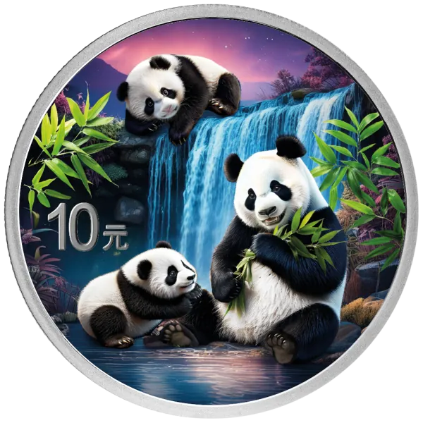 2 x 30 Gramm Silbermünzen China 2025 - Panda SET Night & Day in Farbe inkl. Münzetui und Zertifikat | Variante 1