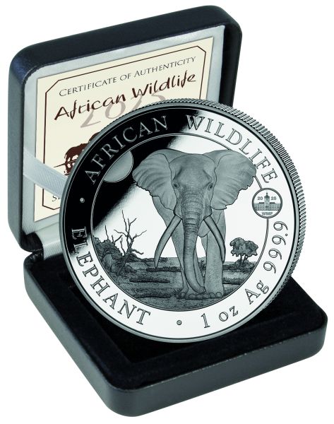 1 Unze Silbermünze Somalia 2025 - Elefant | Privy Mark: World Money Fair Berlin