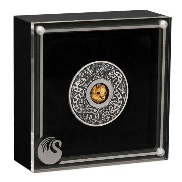 1 Unze Silbermünze Tuvalu 2025 Rotating Charm in Antique Finish | Lunar Serie - Motiv: YEAR OF THE SNAKE ( Schlange )