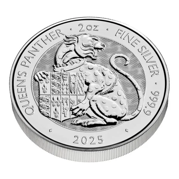 2 Unze Silbermünze Großbritannien 2025 - The Royal Tudor Beasts Collection | Motiv: Queens Panther