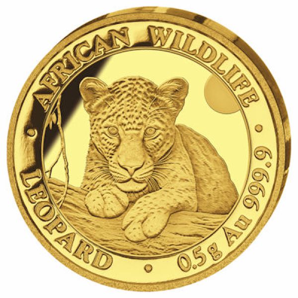0,5 Gramm Goldmünze Somalia 2025 | Serie: African Wildlife - Motiv: Leopard