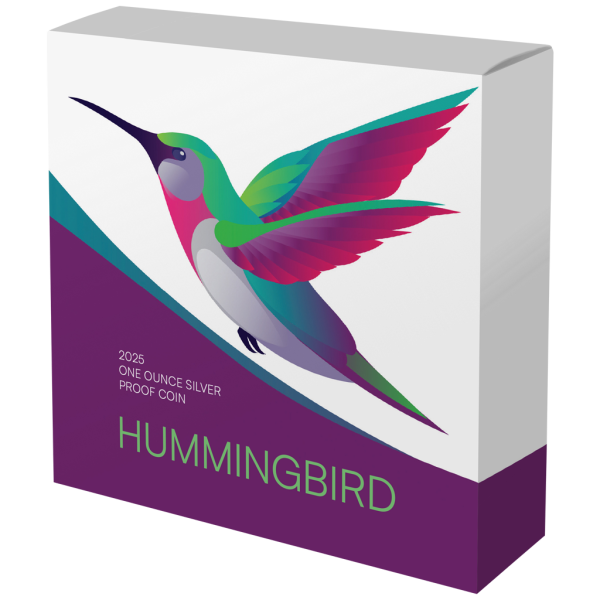 1 Unze Silbermünze Niue 2025 Polierte Platte in Farbe | Motiv: Kolibri ( Hummingbird ) *