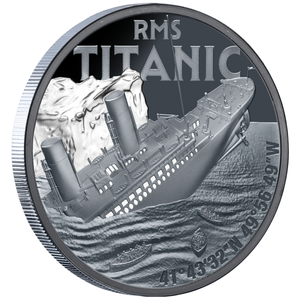 1 Unze Silbermünze Niue 2025 Polierte Platte in Black Proof | Motiv: RMS Titanic *