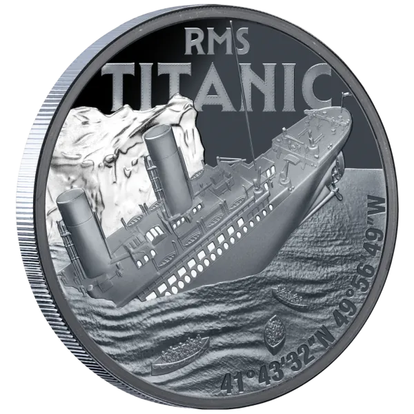 1 Unze Silbermünze Niue 2025 Polierte Platte in Black Proof | Motiv: RMS Titanic *