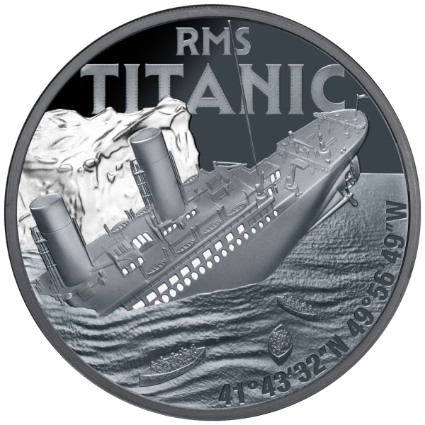 1 Unze Silbermünze Niue 2025 Polierte Platte in Black Proof | Motiv: RMS Titanic *