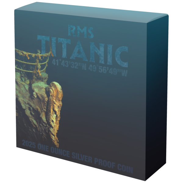 1 Unze Silbermünze Niue 2025 Polierte Platte in Black Proof | Motiv: RMS Titanic *