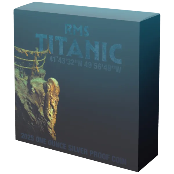 1 Unze Silbermünze Niue 2025 Polierte Platte in Black Proof | Motiv: RMS Titanic *