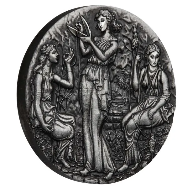 2 Unze Silbermünze Tuvalu 2025 in Antique Finish | MOTIV: Fate - The Moirai
