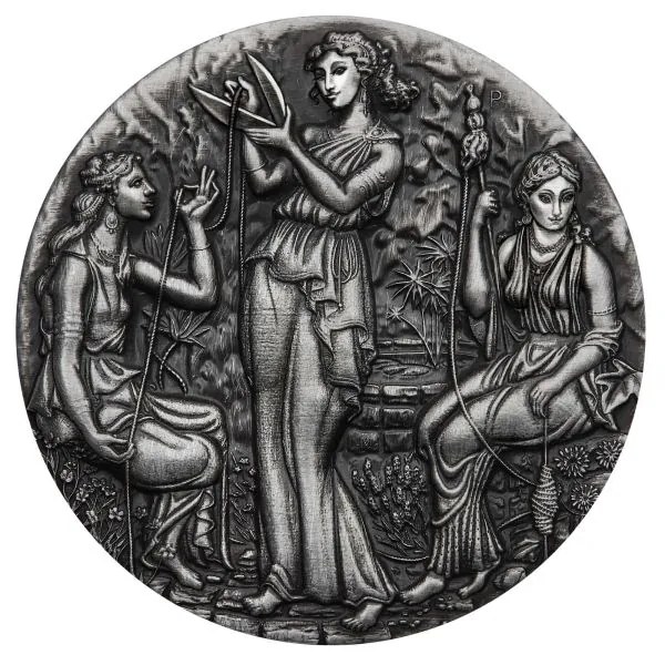 2 Unze Silbermünze Tuvalu 2025 in Antique Finish | MOTIV: Fate - The Moirai