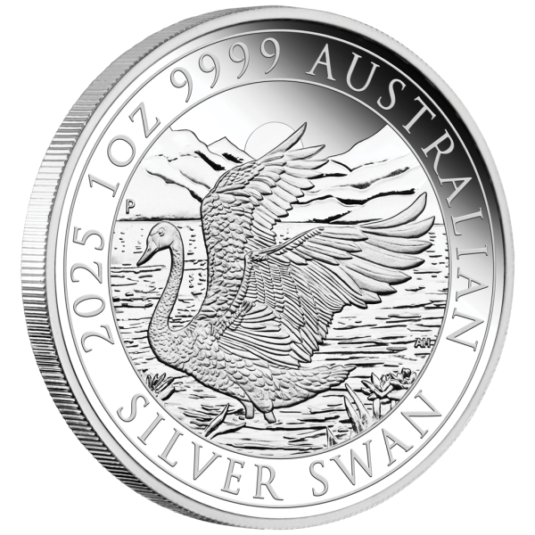 1 Unze Silbermünze Australien 2025 in Polierte Platte | Motiv: Der Schwan - The Swan | Perth Money Expo ANDA Ausgabe