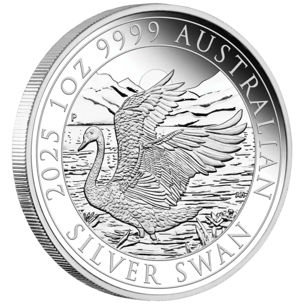 1 Unze Silbermünze Australien 2025 in Polierte Platte | Motiv: Der Schwan - The Swan | Perth Money Expo ANDA Ausgabe