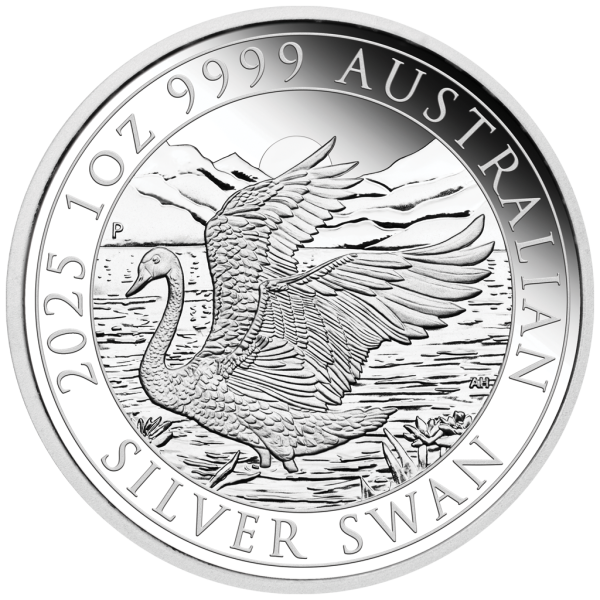 1 Unze Silbermünze Australien 2025 in Polierte Platte | Motiv: Der Schwan - The Swan | Perth Money Expo ANDA Ausgabe