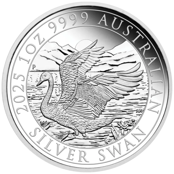 1 Unze Silbermünze Australien 2025 in Polierte Platte | Motiv: Der Schwan - The Swan | Perth Money Expo ANDA Ausgabe