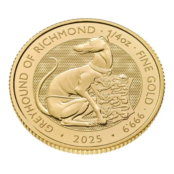 1/4 Unze Goldmünze 2025 – Greyhound of Richmond, Royal Tudor Beasts Collection, Royal Mint