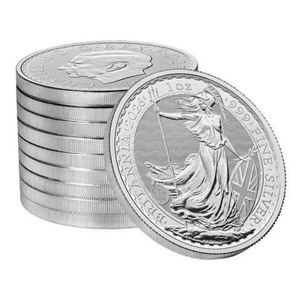 1 Unze Silbermünze Großbritannien 2026 - Britannia | Motiv: König Charles ( Charles III. )