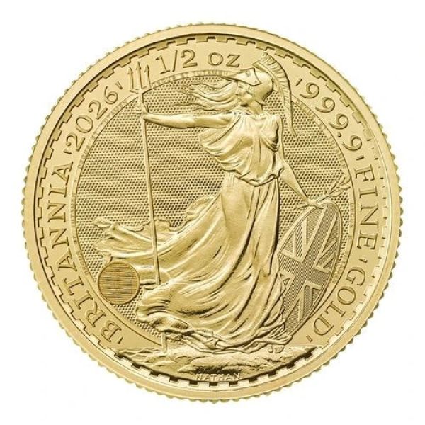 1/2 Unze Goldmünze Großbritannien 2026 - Britannia | Motiv: König Charles ( Charles III. )