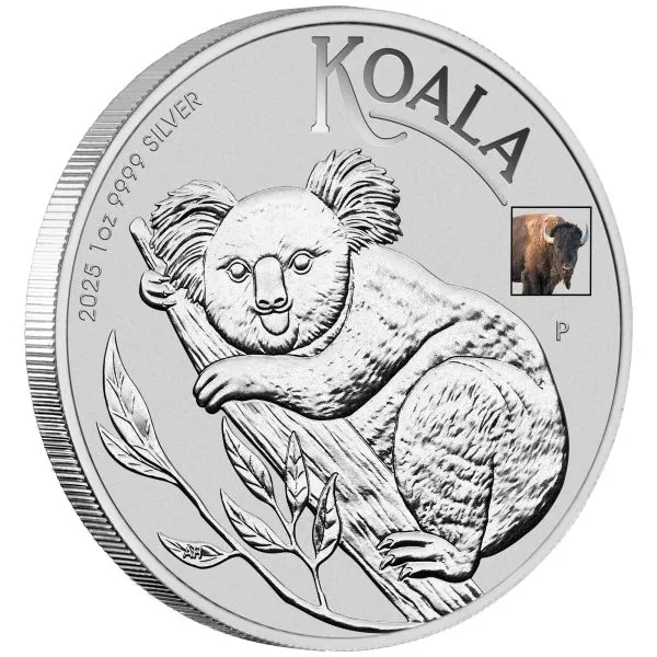 1 Unze Silbermünze Australien 2025 Koala im Blister, Sonderausgabe der Perth Mint zur ANA World's Fair of Money, mit Bison Privy Mark, limitierte Auflage 2.500 Stück