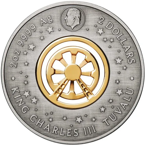 2 Unze Silbermünze Tuvalu 2025 mit Farbe veredelt in Antique Finish | MOTIV: Ferris Wheel ( Perth Mint ) *