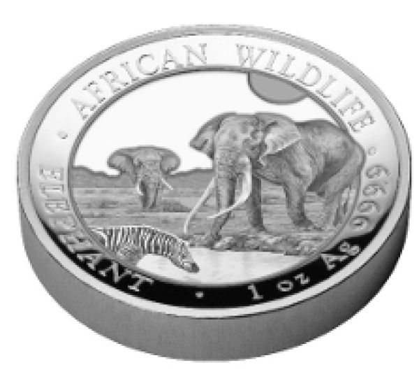 1 Unze Silbermünze Somalia 2026 – Elefant, Ultra High Relief und Polierte Platte, detailreiches Elefantenmotiv mit plastischer Tiefenwirkung, Lieferung im Etui mit nummeriertem Echtheitszertifikat.