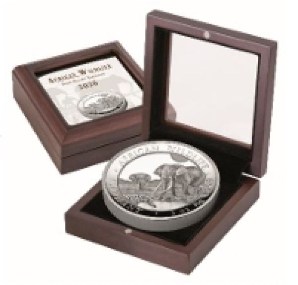 1 Unze Silbermünze Somalia 2026 – Elefant, Ultra High Relief und Polierte Platte, detailreiches Elefantenmotiv mit plastischer Tiefenwirkung, Lieferung im Etui mit nummeriertem Echtheitszertifikat.