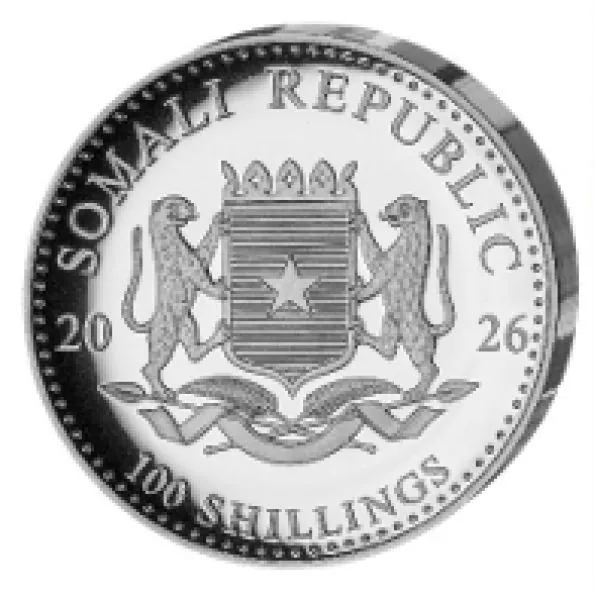 1 Unze Silbermünze Somalia 2026 – Elefant, Ultra High Relief und Polierte Platte, detailreiches Elefantenmotiv mit plastischer Tiefenwirkung, Lieferung im Etui mit nummeriertem Echtheitszertifikat.