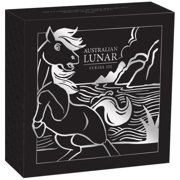 1 Unze Silbermünze Australien 2026 Polierter Platte in Farbe - Lunar Serie 3 - Motiv: PFERD ( Perth Mint ) *
