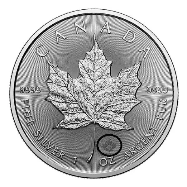 1 Unze Silbermünze Kanada 2026 Maple Leaf mit Ahornblatt-Motiv, geprägt von der Royal Canadian Mint, inklusive Sicherheitslinien und Mikro-Laserzeichen, Vorderseite mit dem Porträt von König Charles III.
