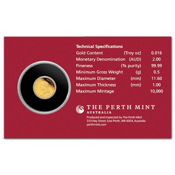 0,5 Gramm Goldmünze Australien 2026 Polierte Platte im Blister, Lunar Serie 3 Motiv Pferd aus 999,9 Feingold, geprägt von der Perth Mint.