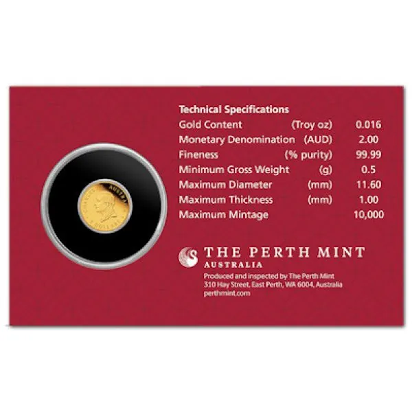 0,5 Gramm Goldmünze Australien 2026 Polierte Platte im Blister, Lunar Serie 3 Motiv Pferd aus 999,9 Feingold, geprägt von der Perth Mint.