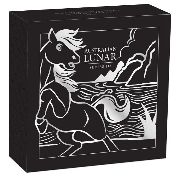 2 Unzen Silbermünze Australien 2026 Lunar Serie 3 Pferd in Antique Finish aus 999,9 Feinsilber, geprägt von der Perth Mint, ausgeliefert im Münzetui mit Zertifikat, weltweit auf 1.888 Stück limitiert.