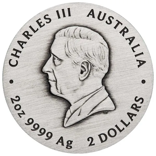 2 Unzen Silbermünze Australien 2026 Lunar Serie 3 Pferd in Antique Finish aus 999,9 Feinsilber, geprägt von der Perth Mint, ausgeliefert im Münzetui mit Zertifikat, weltweit auf 1.888 Stück limitiert.